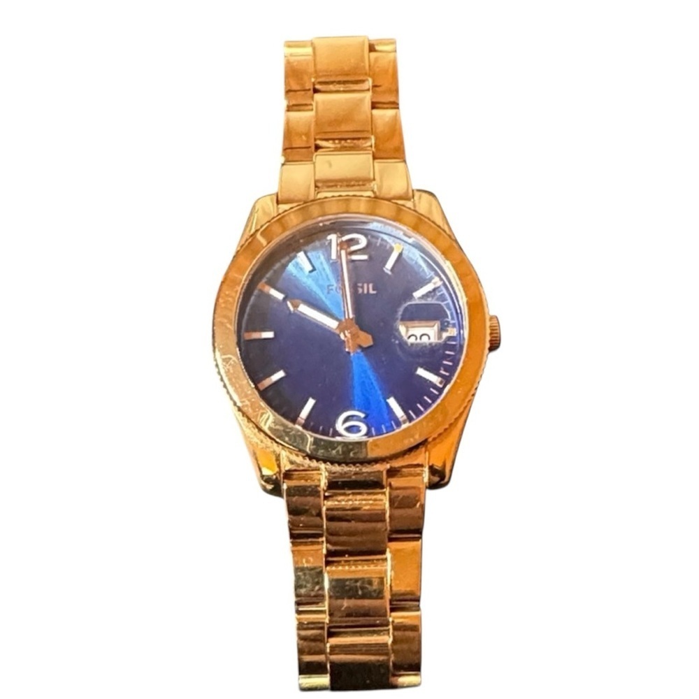 Fossil Women’s Rose Gold Stainless Steel Watch Blue Window Model ES3780